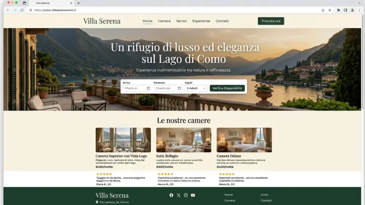 Sito di una guest house con prenotazione diretta